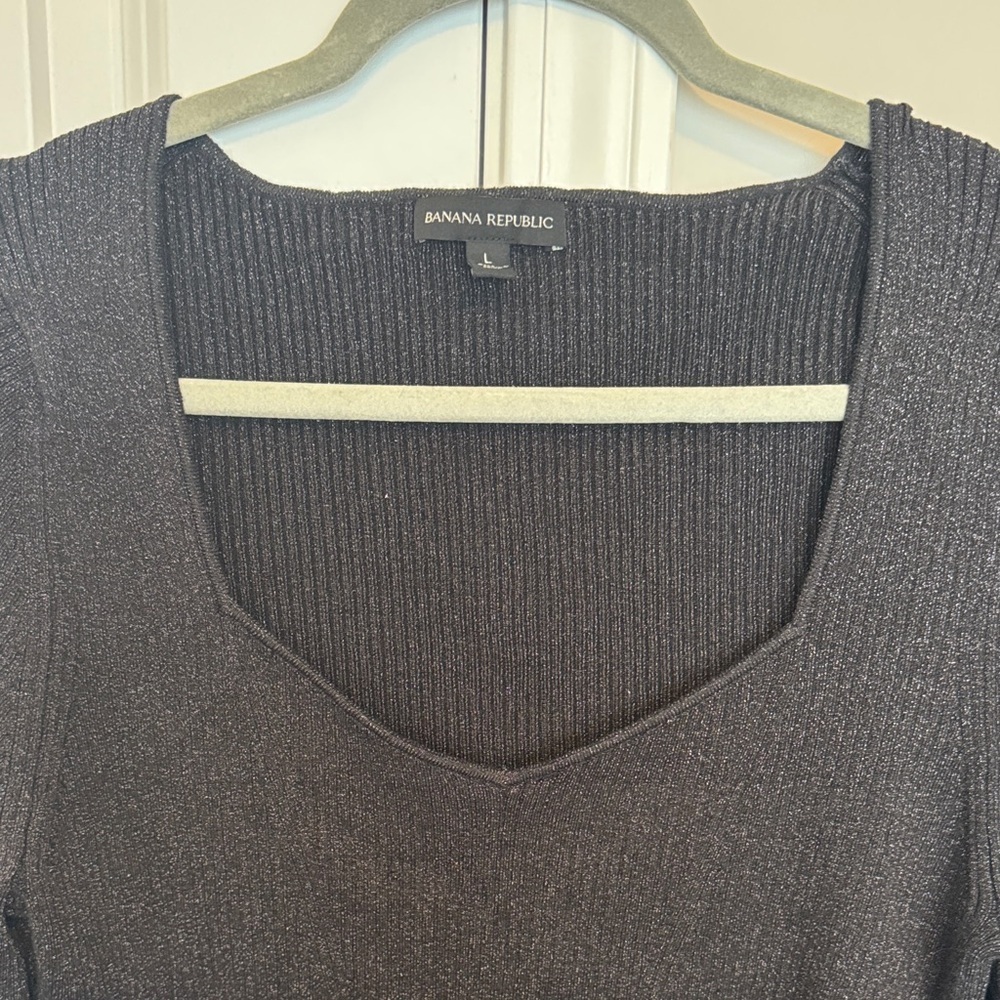 Banana Republic Black with metallic Ribbed sweater